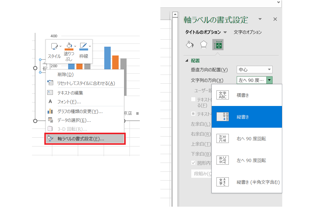 &ldquo;軸ラベル：文字の向き&rdquo;